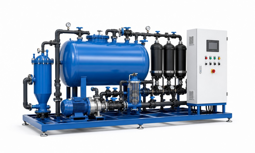 Irrigation dosing tank and filter station
